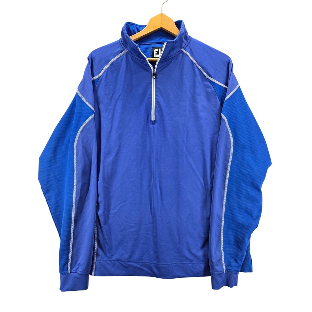 FootJoy Mens Royal Blue 1/4 Zip Golf Pullover Long Sleeve Mock Neck Large